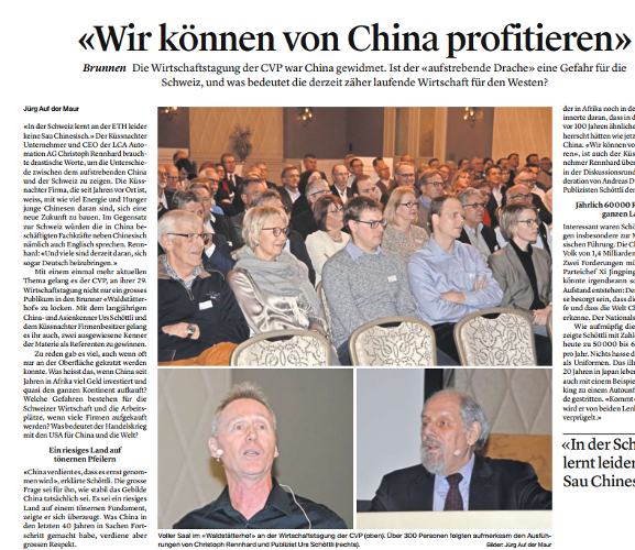 Neuigkeiten aus der Presse: Artikel im Bote der Urschweiz zur Wirtschaftstagung der CVP.